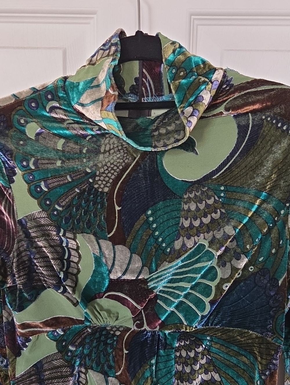 BRUNO DULUC Peacock Silk Velvet Top